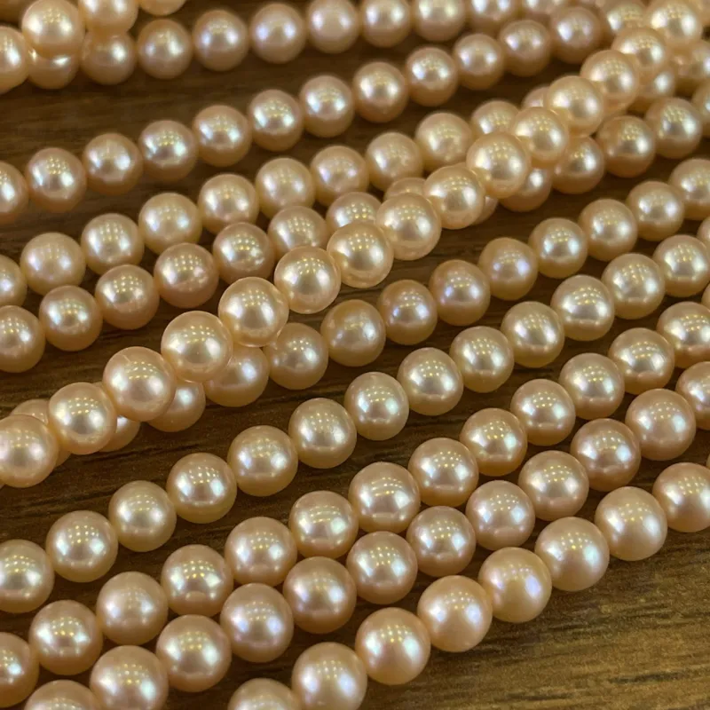 Lonjew Real Pearls 5-5.5mm AAA Grade Quality Approx 76 Pcs One Strand (Pink Color) 8