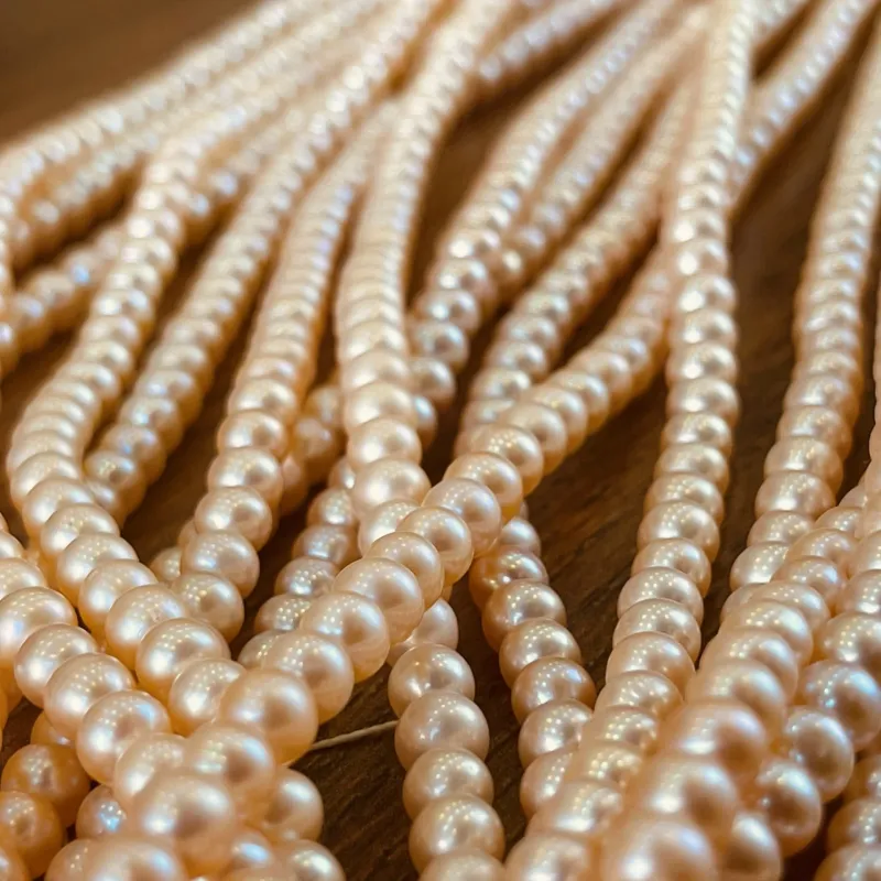 Lonjew Real Pearls 5-5.5mm AAA Grade Quality Approx 76 Pcs One Strand (Pink Color) 9
