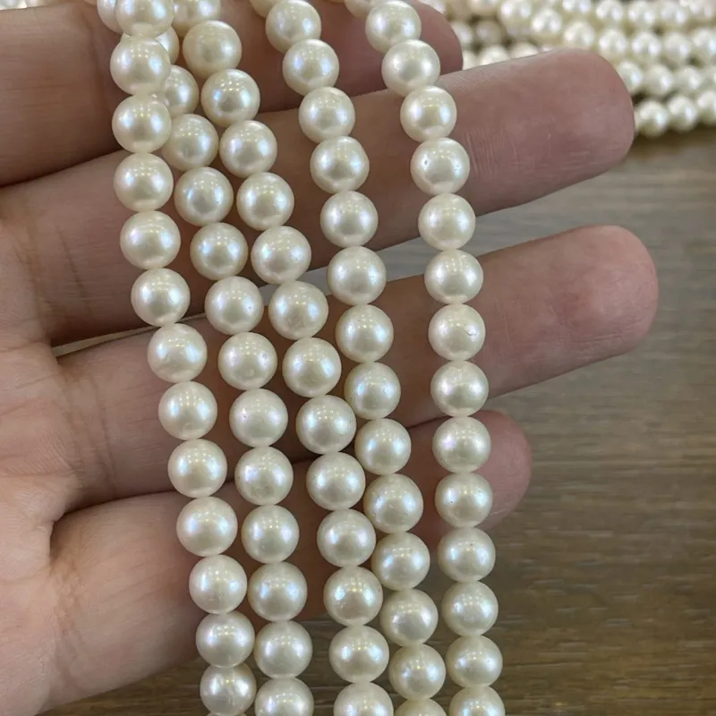 Lonjew Real Pearls 7-7.5mm AA Grade Quality Approx 57 Pcs One Strand WT075