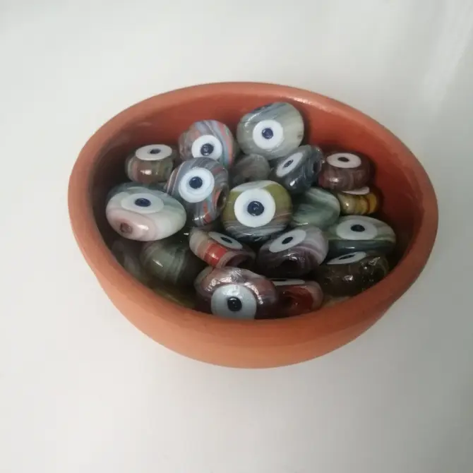 Lonjew Handmade Evil Eye Glass Beads Marbling Color HM1074 10Pcs 22mm - Image 6