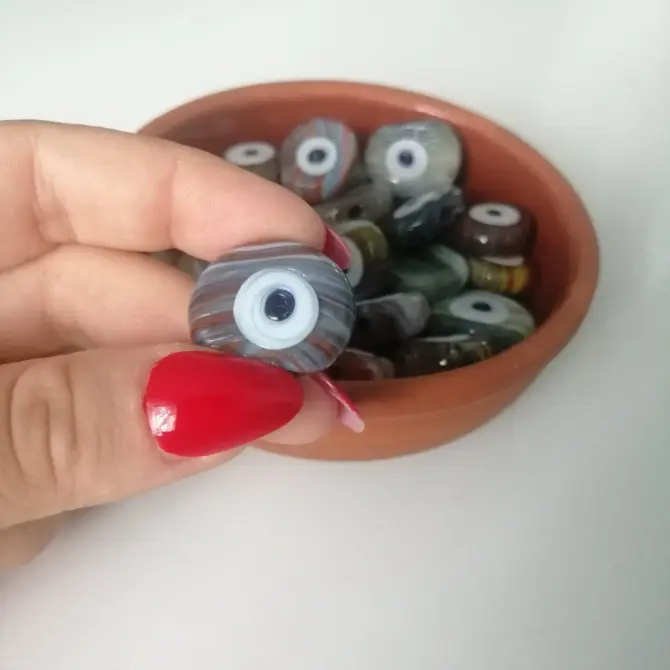 Lonjew Handmade Evil Eye Glass Beads Marbling Color HM1074 10Pcs 22mm - Image 2