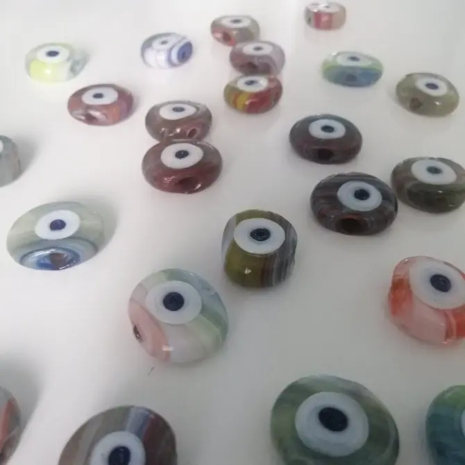 Lonjew Handmade Evil Eye Glass Beads Marbling Color HM1074 10Pcs 22mm - Image 4