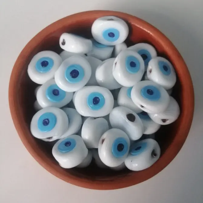 Lonjew Handmade Evil Eye Glass Beads White HM1065 10Pcs 22mm - Image 2