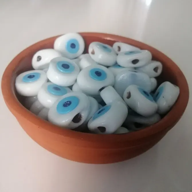Lonjew Handmade Evil Eye Glass Beads White HM1065 10Pcs 22mm - Image 4