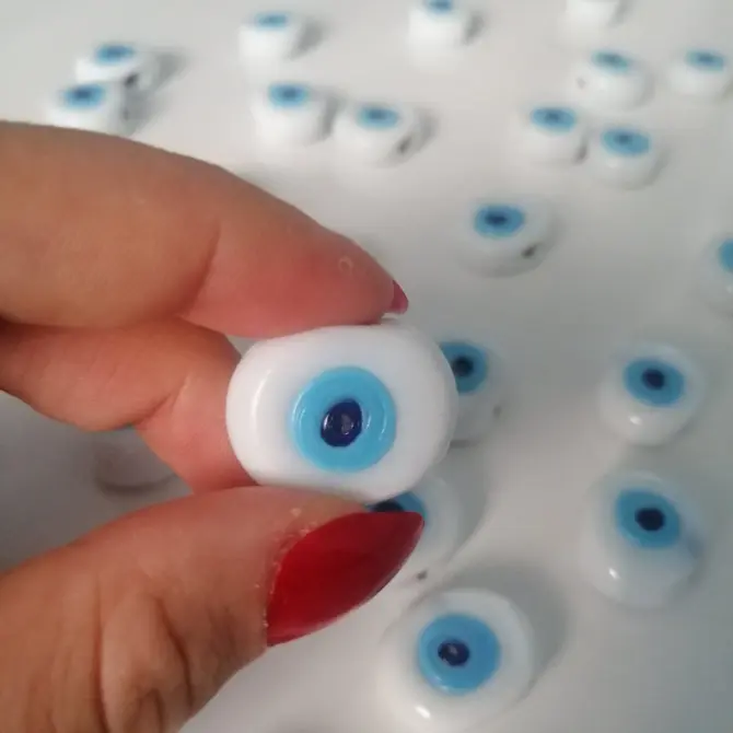 Lonjew Handmade Evil Eye Glass Beads White HM1065 10Pcs 22mm - Image 5
