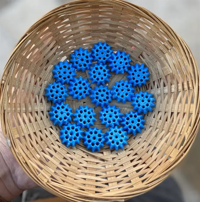 Lonjew Handmade Assyrian Sun Beads Blue HM1171 10pcs 25mm