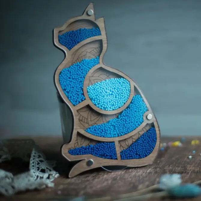 Cat Shaped Bead Organizer Bead Storage cat Patterned - Image 4