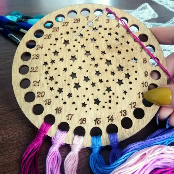 Wooden Cross Stitch Organizer with Small Needle Holder Magnet - Design9 - Image 15