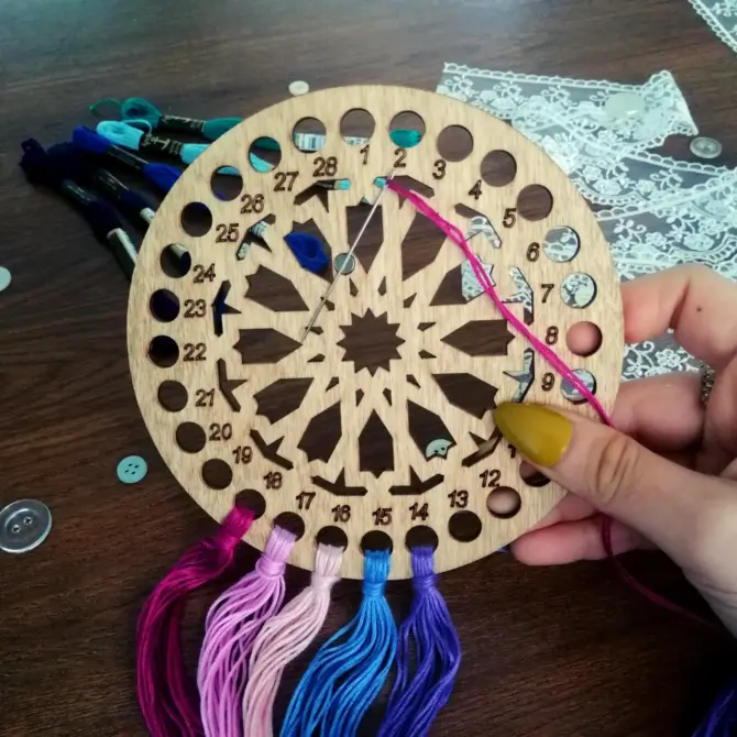 Wooden Cross Stitch Organizer with Small Needle Holder Magnet - Design11 - Image 13