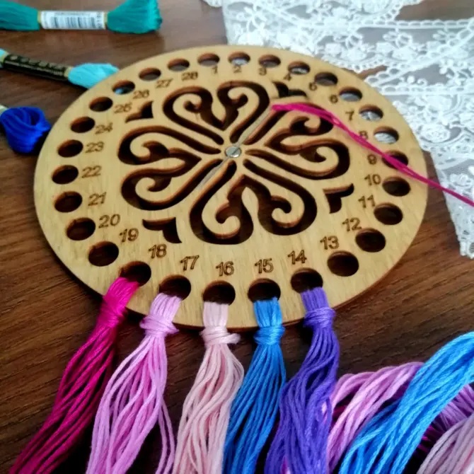 Wooden Cross Stitch Organizer with Small Needle Holder Magnet - Design7 - Image 10