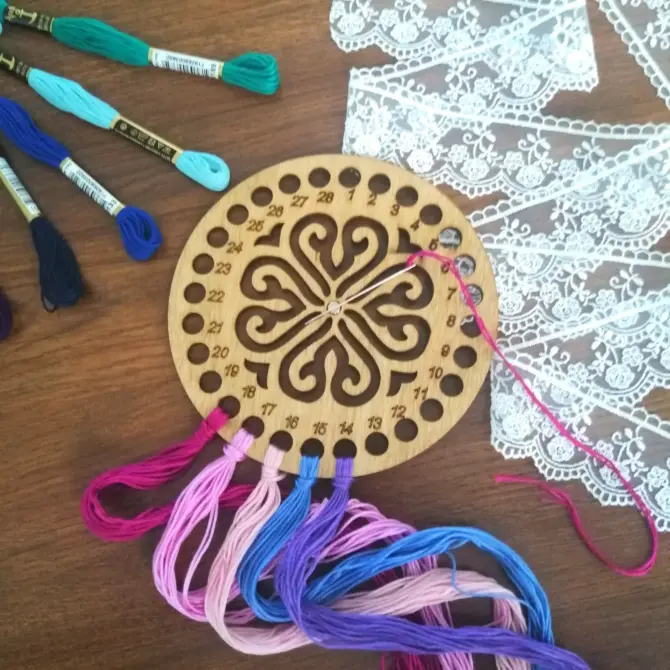 Wooden Cross Stitch Organizer with Small Needle Holder Magnet - Design7 - Image 12