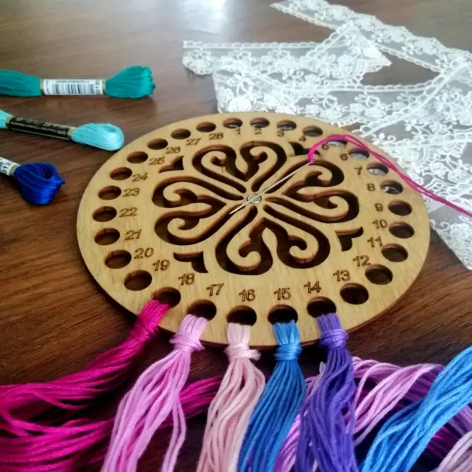 Wooden Cross Stitch Organizer with Small Needle Holder Magnet - Design7 - Image 13