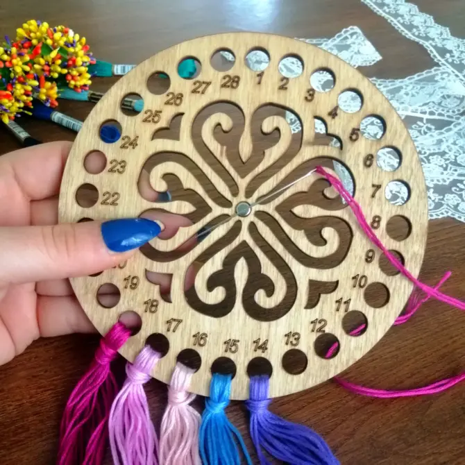 Wooden Cross Stitch Organizer with Small Needle Holder Magnet - Design7 - Image 14