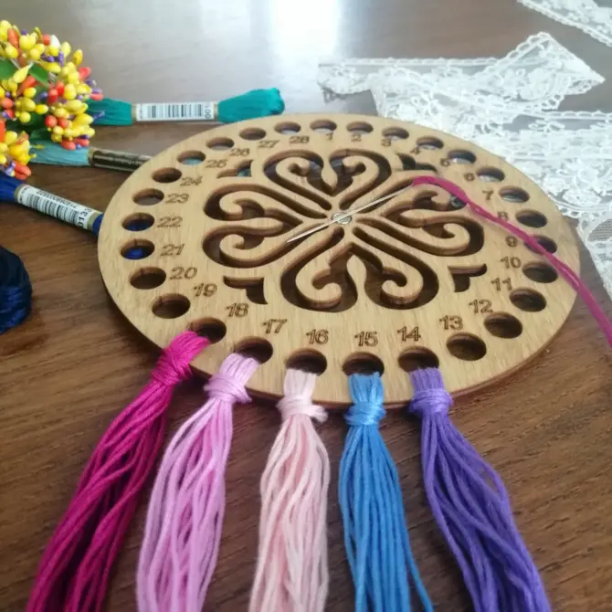 Wooden Cross Stitch Organizer with Small Needle Holder Magnet - Design7 - Image 17