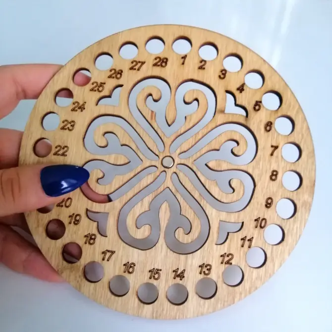 Wooden Cross Stitch Organizer with Small Needle Holder Magnet - Design7 - Image 18
