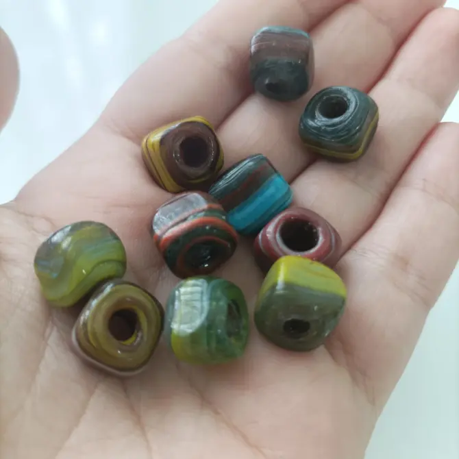 Lonjew Handmade Glass Beads Marbling Color HM1012 Square 10Pcs 10mm - Image 3