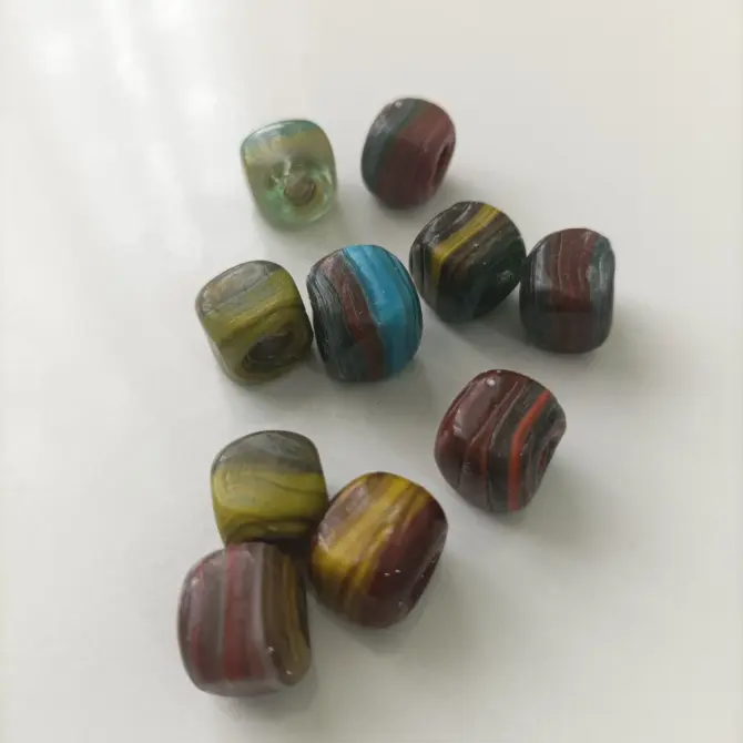 Lonjew Handmade Glass Beads Marbling Color HM1012 Square 10Pcs 10mm - Image 4