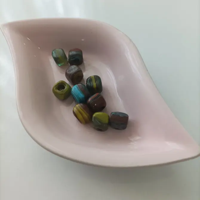 Lonjew Handmade Glass Beads Marbling Color HM1012 Square 10Pcs 10mm - Image 6