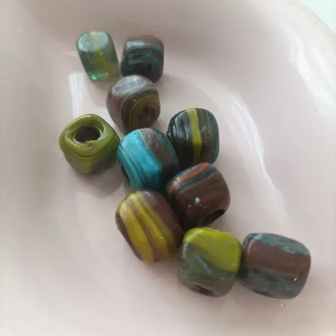 Lonjew Handmade Glass Beads Marbling Color HM1012 Square 10Pcs 10mm - Image 7