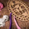 Lonjew Thread Sorter Oval Wooden Embroidery Floss Organizer Art Cute Design - Image 6