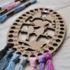 Lonjew Thread Sorter Oval Wooden Embroidery Floss Organizer Art Cute Design