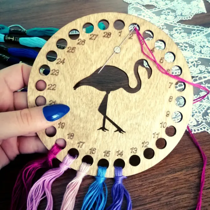 Wooden Cross Stitch Organizer with Small Needle Holder Magnet - Design13 - Image 11