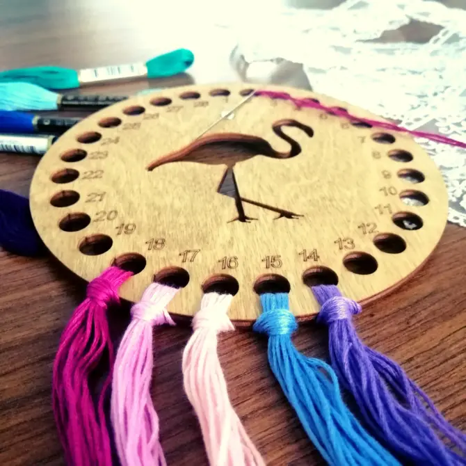 Wooden Cross Stitch Organizer with Small Needle Holder Magnet - Design13 - Image 13