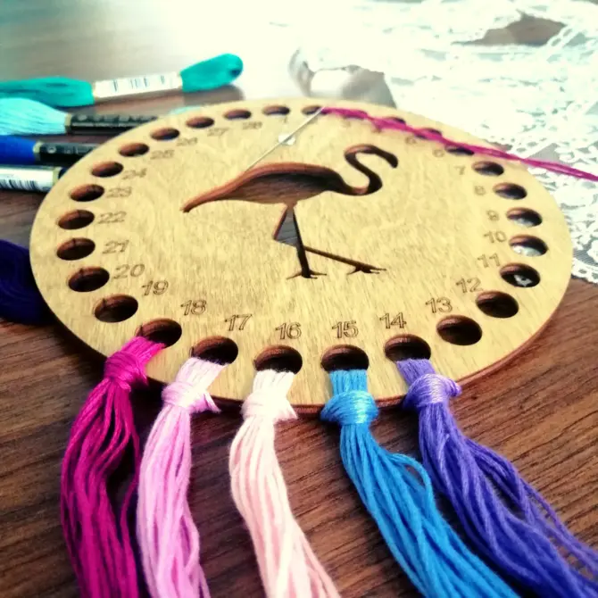 Wooden Cross Stitch Organizer with Small Needle Holder Magnet - Design13 - Image 12