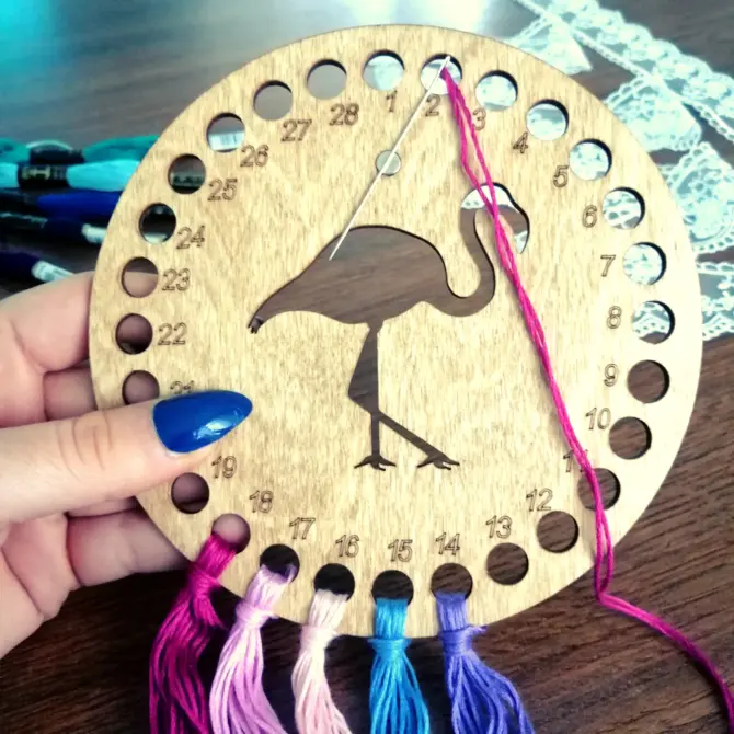 Wooden Cross Stitch Organizer with Small Needle Holder Magnet - Design13 - Image 8