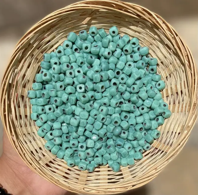 Lonjew Handmade Square Glass Beads Turquoise HM1042 10Pcs 5mm
