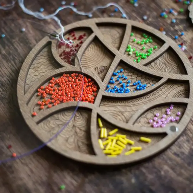 Lonjew Wooden Bead Tray Organizer, Beads Craft Organization - Image 3