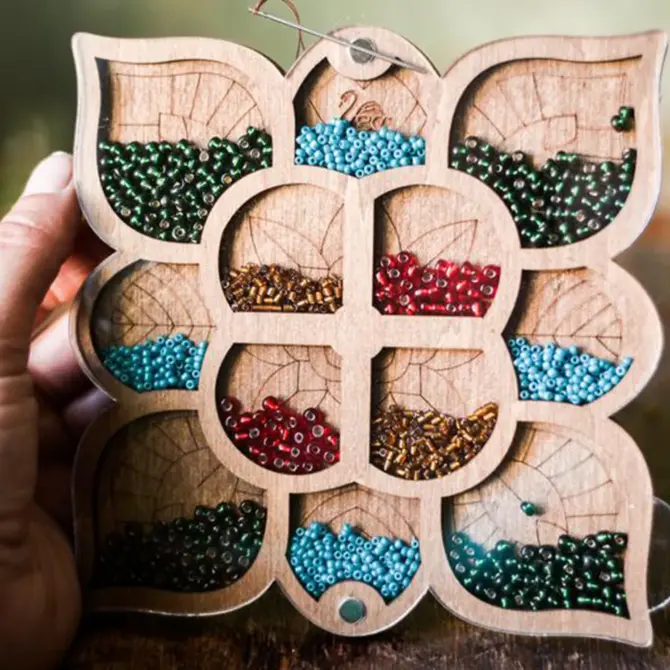Lonjew Wood Bead Box With Lid And Needle Magnet - Image 2