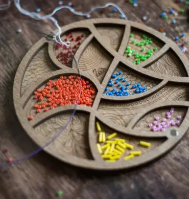 Lonjew Wooden Bead Tray Organizer, Beads Craft Organization