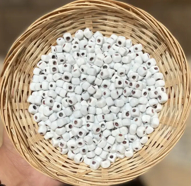 Lonjew Handmade Square Glass Beads White HM1038 10Pcs 5mm