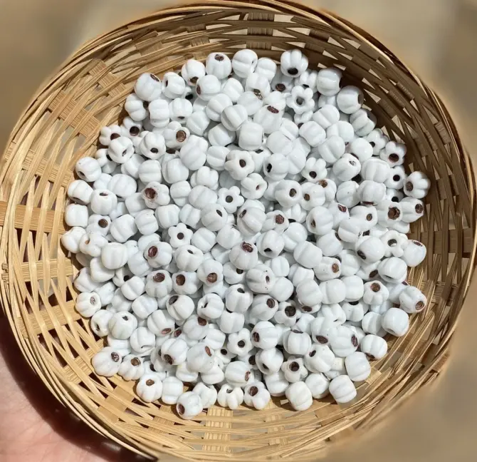 Lonjew Handmade Macaroni Glass Beads White HM1127 10Pcs 7mm