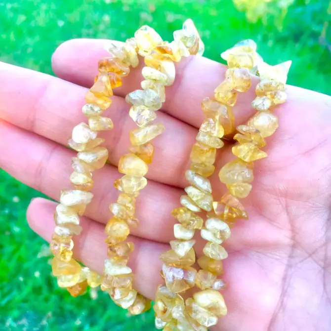 Citrine Chips Beads, 6-8mm Natural Yellow Quarts Bead - Image 8