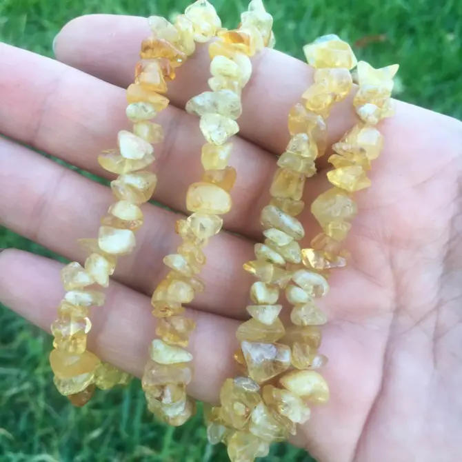 Citrine Chips Beads, 6-8mm Natural Yellow Quarts Bead - Image 9