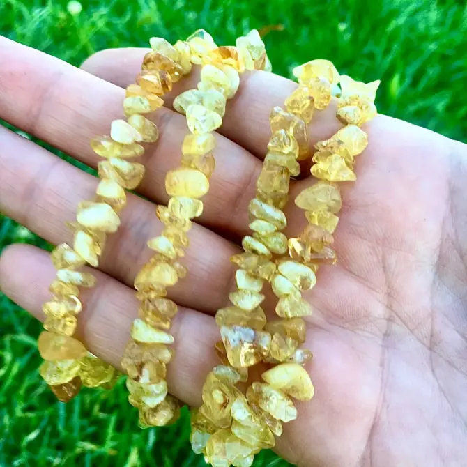 Citrine Chips Beads, 6-8mm Natural Yellow Quarts Bead - Image 10