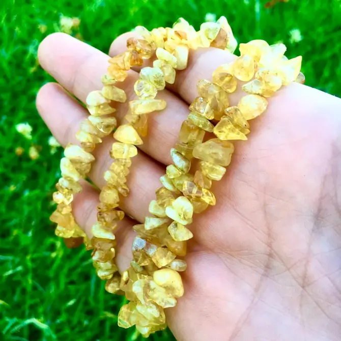 Citrine Chips Beads, 6-8mm Natural Yellow Quarts Bead - Image 11