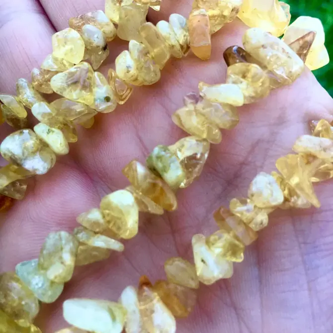 Citrine Chips Beads, 6-8mm Natural Yellow Quarts Bead - Image 14