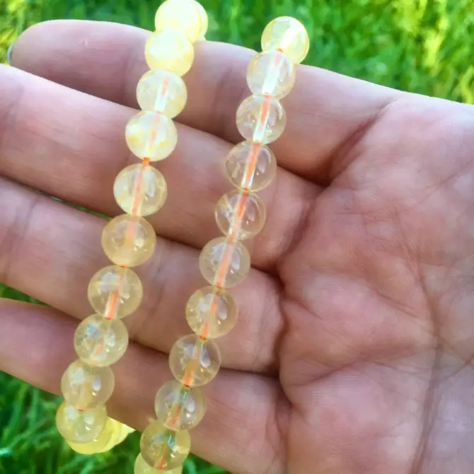 Citrine Stone Beads, Round 7mm Natural Crystal Bead for Jewellery Making - Image 5