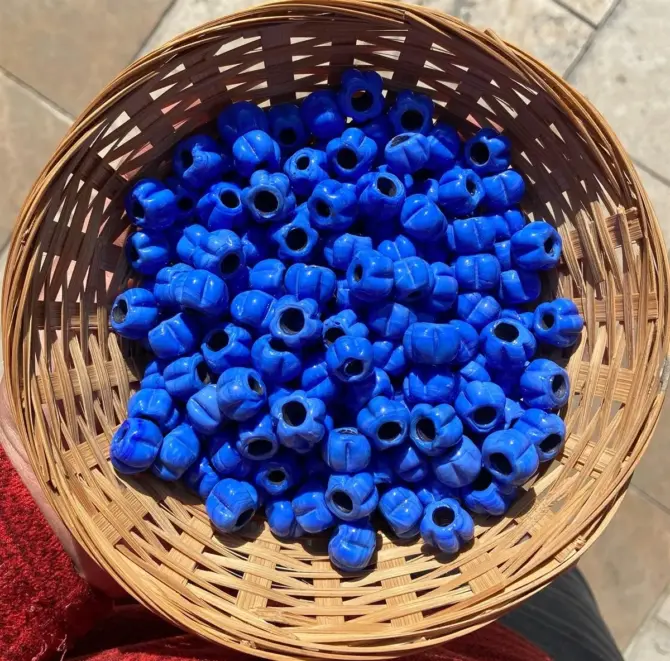 Lonjew Handmade Macaroni Glass Beads Luminous Vivid Azure HM1112 10Pcs 10mm