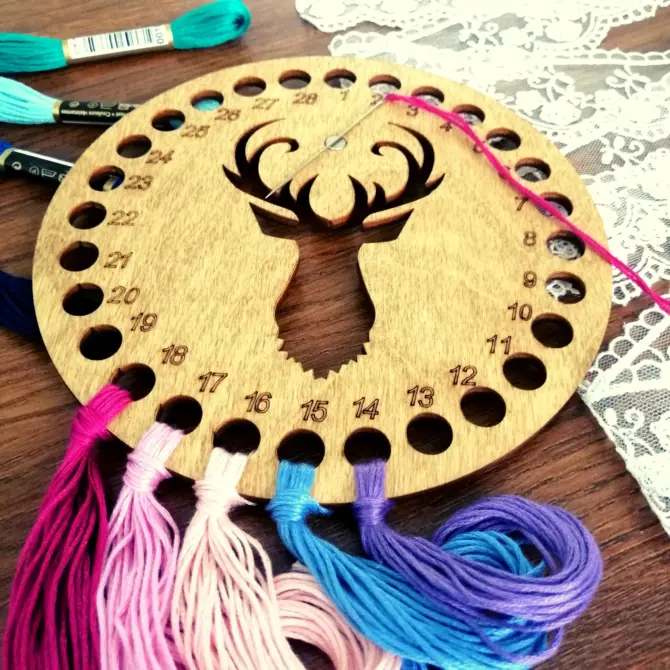 Wooden Embroidery Cross Stitch Organizer with Small Needle Holder Magnet - Design15 - Image 11