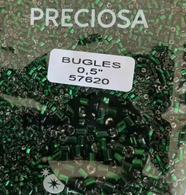 Preciosa Bugles Beads 57620 0.5"  3.5 Oz Hexagon