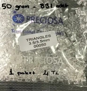 Preciosa Triangle Beads 00050 3.5x3.5mm 3.5 oz
