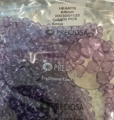 Preciosa Heart Beads 00030-01122 6/6mm 100 Pcs