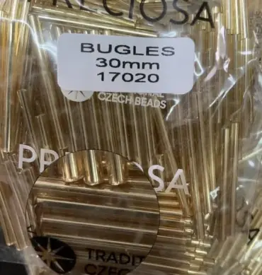 Preciosa Bugles Beads 17020 30mm 3.5 Oz