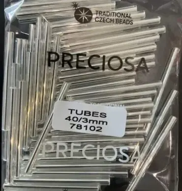 Preciosa Tubes Beads 78102 40x3mm 3.5 Oz