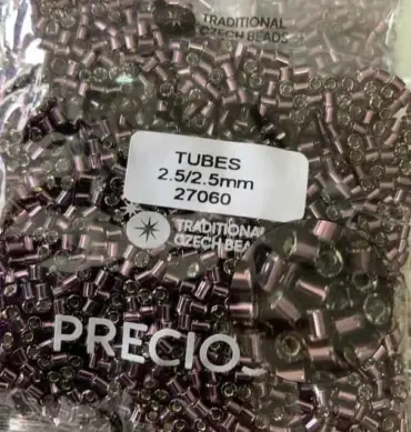 Preciosa Tubes Beads 27060 2.5x2.5mm 3.5 Oz