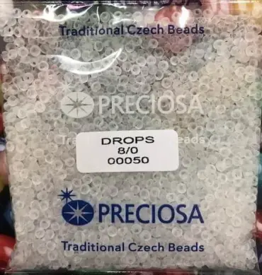 Preciosa Drops Beads 00050 8/0 3.5 Oz Matte